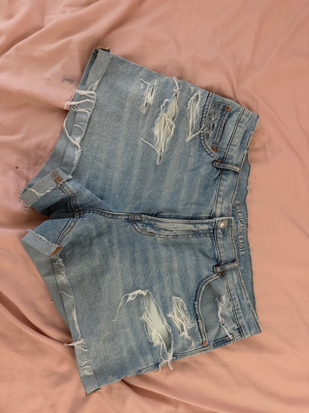 American Eagle Outfitters Light Wash Distressed Denim Shorts